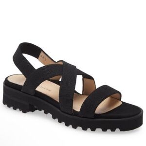 $370 RON WHITE Catrina Platform Water Resistant Slingback Sandal BLACK 38 /7.5-8